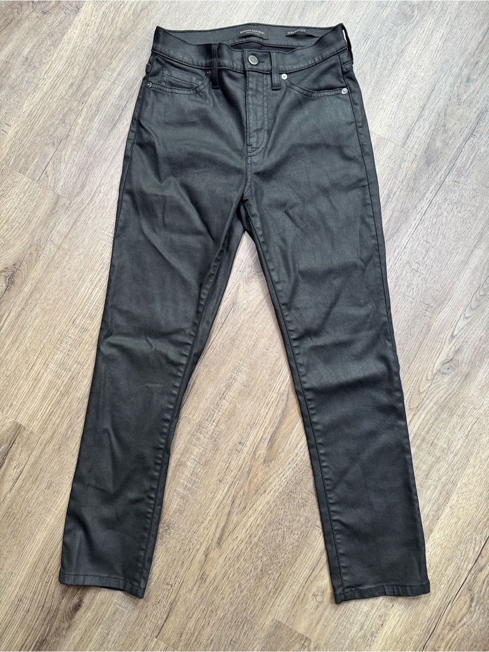 Banana Republic Premium Denim Black Coated High-Rise Slim Petite Jeans - 25P